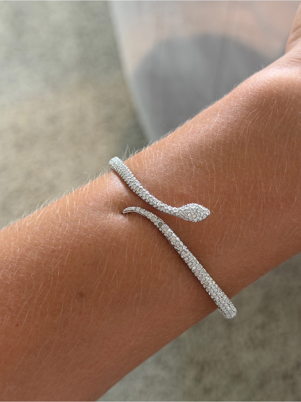 Swarovski hard bracelet, Leslie, snake, white silvered